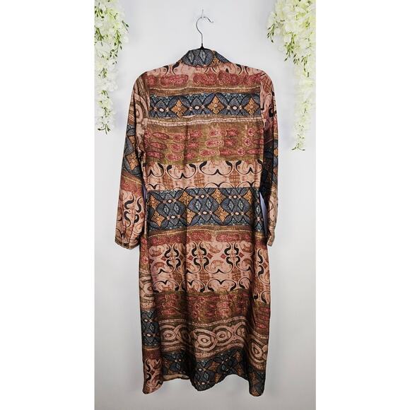 Soft Surroundings Boho Maxi Shirt Dress Duster Button Front Western Country PS - Picture 5 of 15